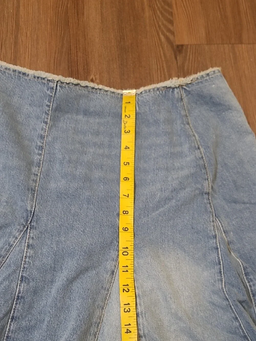 Mango Light Blue Panelled Denim A-Line‎ Skirt